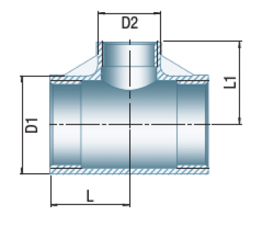 Preview: T-Stück 90°, Typ 130, reduziert, 3/4" x 3/8"